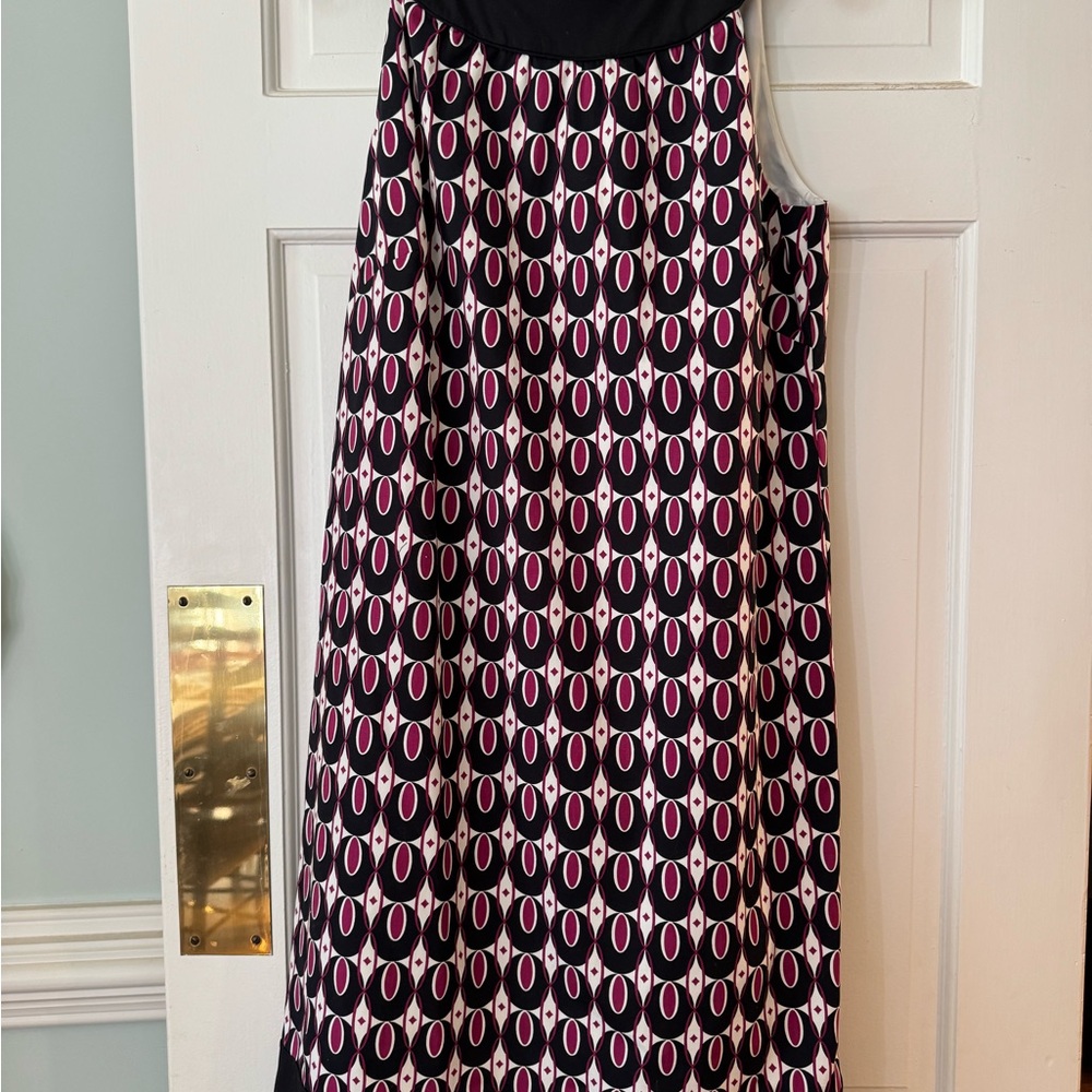 Ann Taylor Black and Pink Geometric Midi Skirt